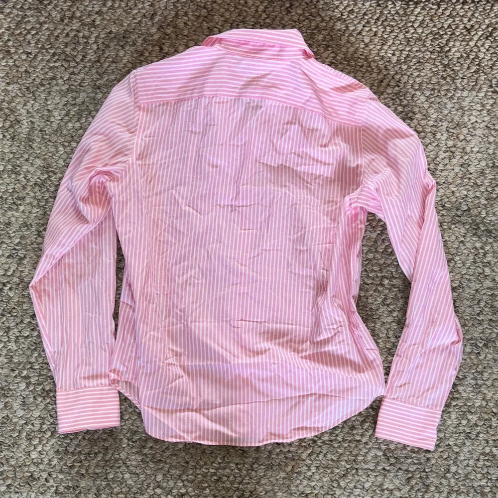Lauren Ralph Lauren Pink Striped Button Down Shirt HLF - Picture 7 of 7
